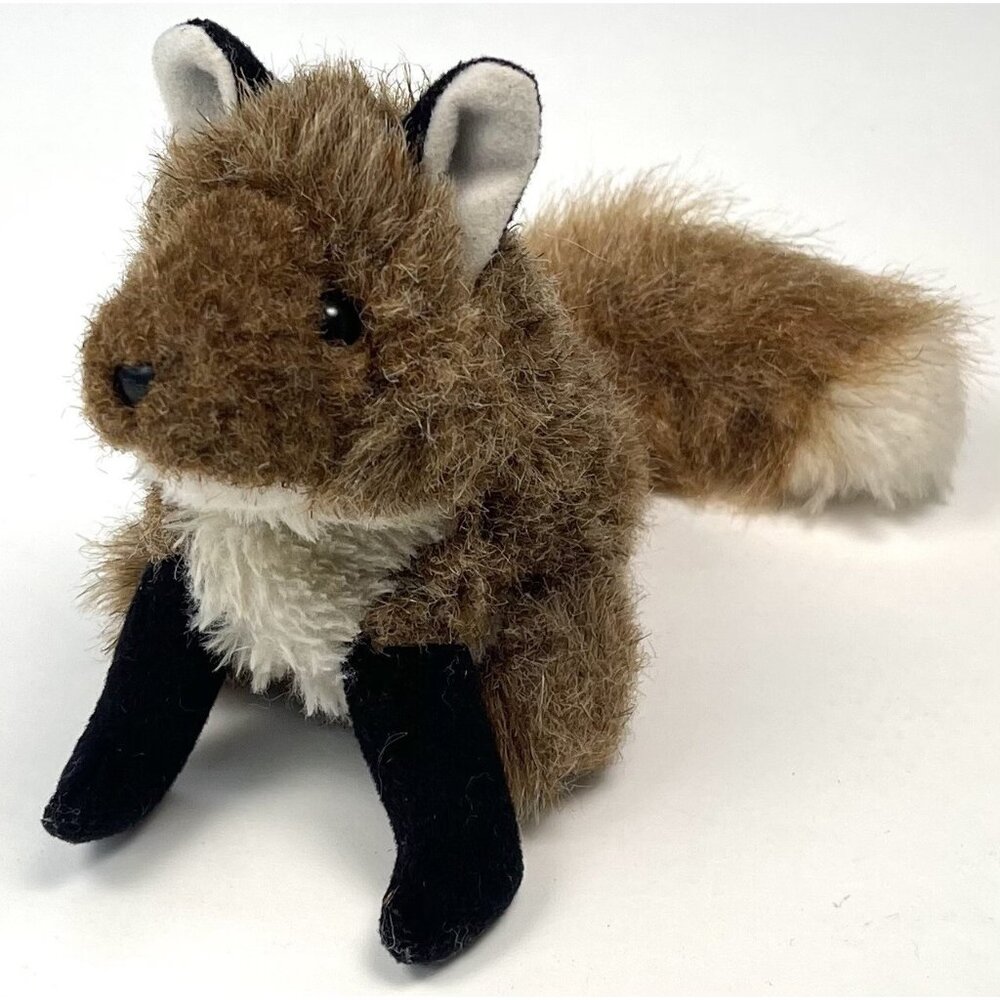 FOLKMANIS 4" Brown Fox FINGER PUPPET Plush Stuffed Soft Toy Pretend Play EUC